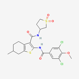 molecular formula C22H24Cl2N2O5S2 B4115033 2-[(3,5-dichloro-4-methoxybenzoyl)amino]-N-(1,1-dioxidotetrahydro-3-thienyl)-6-methyl-4,5,6,7-tetrahydro-1-benzothiophene-3-carboxamide 