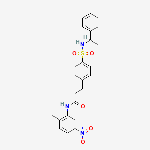 molecular formula C24H25N3O5S B4115040 N-(2-methyl-5-nitrophenyl)-3-(4-{[(1-phenylethyl)amino]sulfonyl}phenyl)propanamide 