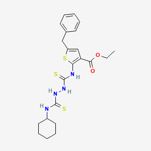 molecular formula C22H28N4O2S3 B4115078 ethyl 5-benzyl-2-[({2-[(cyclohexylamino)carbonothioyl]hydrazino}carbonothioyl)amino]-3-thiophenecarboxylate 
