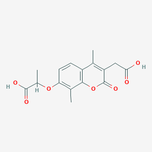 molecular formula C16H16O7 B4115095 2-{[3-(carboxymethyl)-4,8-dimethyl-2-oxo-2H-chromen-7-yl]oxy}propanoic acid 
