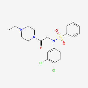 molecular formula C20H23Cl2N3O3S B4115110 N-(3,4-dichlorophenyl)-N-[2-(4-ethyl-1-piperazinyl)-2-oxoethyl]benzenesulfonamide 