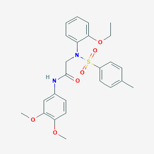 molecular formula C25H28N2O6S B411512 N-(3,4-dimethoxyphenyl)-2-{2-ethoxy[(4-methylphenyl)sulfonyl]anilino}acetamide 