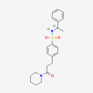 molecular formula C22H28N2O3S B4115145 4-[3-oxo-3-(1-piperidinyl)propyl]-N-(1-phenylethyl)benzenesulfonamide 
