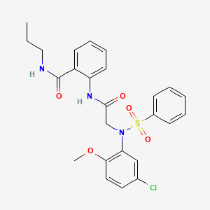 molecular formula C25H26ClN3O5S B4115147 2-{[N-(5-chloro-2-methoxyphenyl)-N-(phenylsulfonyl)glycyl]amino}-N-propylbenzamide 