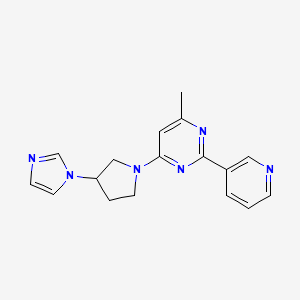 molecular formula C17H18N6 B4115158 4-[3-(1H-imidazol-1-yl)pyrrolidin-1-yl]-6-methyl-2-pyridin-3-ylpyrimidine 