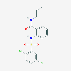 molecular formula C16H16Cl2N2O3S B4115189 2-{[(2,5-dichlorophenyl)sulfonyl]amino}-N-propylbenzamide 