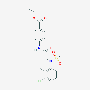 molecular formula C19H21ClN2O5S B411521 Ethyl 4-({[3-chloro-2-methyl(methylsulfonyl)anilino]acetyl}amino)benzoate 
