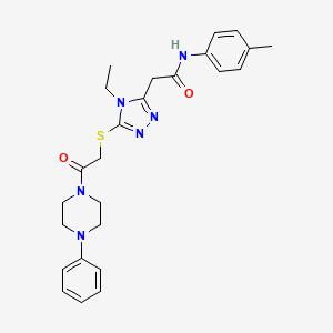 molecular formula C25H30N6O2S B4115227 2-(4-ethyl-5-{[2-oxo-2-(4-phenyl-1-piperazinyl)ethyl]thio}-4H-1,2,4-triazol-3-yl)-N-(4-methylphenyl)acetamide 