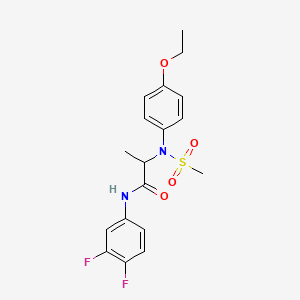 molecular formula C18H20F2N2O4S B4115254 N~1~-(3,4-difluorophenyl)-N~2~-(4-ethoxyphenyl)-N~2~-(methylsulfonyl)alaninamide 