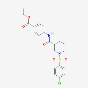 molecular formula C21H23ClN2O5S B4115276 ethyl 4-[({1-[(4-chlorophenyl)sulfonyl]-3-piperidinyl}carbonyl)amino]benzoate 