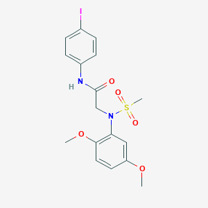 molecular formula C17H19IN2O5S B411528 2-[2,5-dimethoxy(methylsulfonyl)anilino]-N-(4-iodophenyl)acetamide 