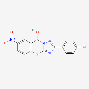 2-(4-chlorophenyl)-7-nitro-9H-[1,2,4]triazolo[5,1-b][1,3]benzothiazin-9-ol