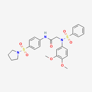 molecular formula C26H29N3O7S2 B4115289 N~2~-(3,4-dimethoxyphenyl)-N~2~-(phenylsulfonyl)-N~1~-[4-(1-pyrrolidinylsulfonyl)phenyl]glycinamide 