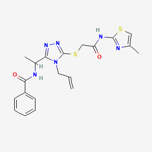 molecular formula C20H22N6O2S2 B4115326 N-{1-[4-allyl-5-({2-[(4-methyl-1,3-thiazol-2-yl)amino]-2-oxoethyl}thio)-4H-1,2,4-triazol-3-yl]ethyl}benzamide 