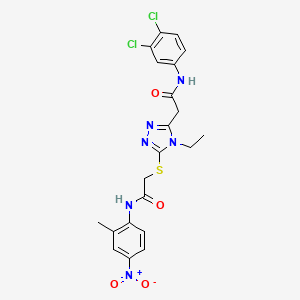 molecular formula C21H20Cl2N6O4S B4115345 2-[(5-{2-[(3,4-dichlorophenyl)amino]-2-oxoethyl}-4-ethyl-4H-1,2,4-triazol-3-yl)thio]-N-(2-methyl-4-nitrophenyl)acetamide 