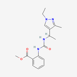 molecular formula C17H22N4O3 B4115351 methyl 2-[({[1-(1-ethyl-3-methyl-1H-pyrazol-4-yl)ethyl]amino}carbonyl)amino]benzoate 