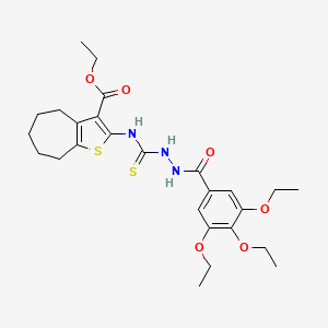 molecular formula C26H35N3O6S2 B4115377 ethyl 2-({[2-(3,4,5-triethoxybenzoyl)hydrazino]carbonothioyl}amino)-5,6,7,8-tetrahydro-4H-cyclohepta[b]thiophene-3-carboxylate 