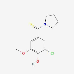 molecular formula C12H14ClNO2S B4115390 2-chloro-6-methoxy-4-(1-pyrrolidinylcarbonothioyl)phenol 