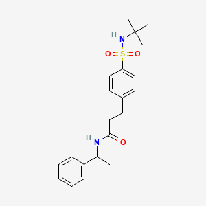 molecular formula C21H28N2O3S B4115409 3-{4-[(tert-butylamino)sulfonyl]phenyl}-N-(1-phenylethyl)propanamide 