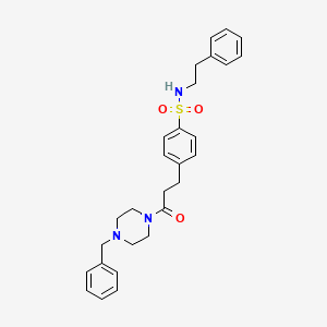 molecular formula C28H33N3O3S B4115417 4-[3-(4-benzyl-1-piperazinyl)-3-oxopropyl]-N-(2-phenylethyl)benzenesulfonamide 
