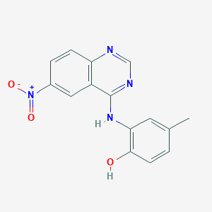 molecular formula C15H12N4O3 B4115422 4-methyl-2-[(6-nitro-4-quinazolinyl)amino]phenol 