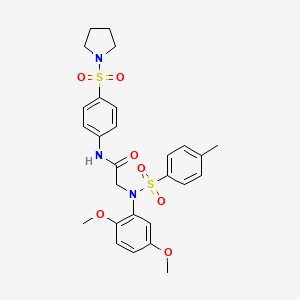 molecular formula C27H31N3O7S2 B4115430 N~2~-(2,5-dimethoxyphenyl)-N~2~-[(4-methylphenyl)sulfonyl]-N~1~-[4-(1-pyrrolidinylsulfonyl)phenyl]glycinamide 