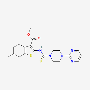molecular formula C20H25N5O2S2 B4115441 methyl 6-methyl-2-({[4-(2-pyrimidinyl)-1-piperazinyl]carbonothioyl}amino)-4,5,6,7-tetrahydro-1-benzothiophene-3-carboxylate 