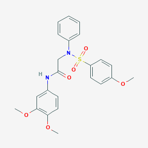 molecular formula C23H24N2O6S B411546 N-(3,4-dimethoxyphenyl)-2-{[(4-methoxyphenyl)sulfonyl]anilino}acetamide 