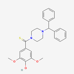 molecular formula C26H28N2O3S B4115488 4-{[4-(diphenylmethyl)-1-piperazinyl]carbonothioyl}-2,6-dimethoxyphenol 