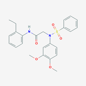 molecular formula C24H26N2O5S B411549 2-[3,4-dimethoxy(phenylsulfonyl)anilino]-N-(2-ethylphenyl)acetamide 