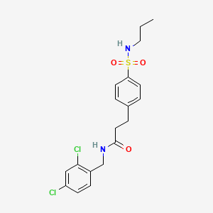 molecular formula C19H22Cl2N2O3S B4115508 N-(2,4-dichlorobenzyl)-3-{4-[(propylamino)sulfonyl]phenyl}propanamide 