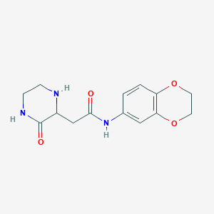 N-(2,3-dihydro-1,4-benzodioxin-6-yl)-2-(3-oxo-2-piperazinyl)acetamide