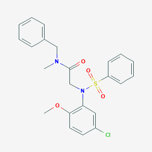 molecular formula C23H23ClN2O4S B411551 N-benzyl-2-[5-chloro-2-methoxy(phenylsulfonyl)anilino]-N-methylacetamide 