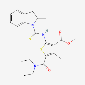 molecular formula C22H27N3O3S2 B4115514 methyl 5-[(diethylamino)carbonyl]-4-methyl-2-{[(2-methyl-2,3-dihydro-1H-indol-1-yl)carbonothioyl]amino}-3-thiophenecarboxylate 