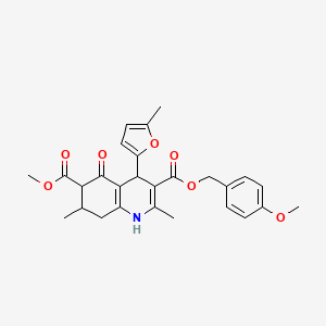molecular formula C27H29NO7 B4115516 3-(4-methoxybenzyl) 6-methyl 2,7-dimethyl-4-(5-methyl-2-furyl)-5-oxo-1,4,5,6,7,8-hexahydro-3,6-quinolinedicarboxylate 