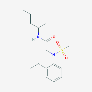 molecular formula C16H26N2O3S B4115522 N~2~-(2-ethylphenyl)-N~1~-(1-methylbutyl)-N~2~-(methylsulfonyl)glycinamide 