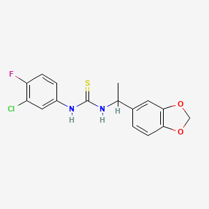 molecular formula C16H14ClFN2O2S B4115544 N-[1-(1,3-benzodioxol-5-yl)ethyl]-N'-(3-chloro-4-fluorophenyl)thiourea 