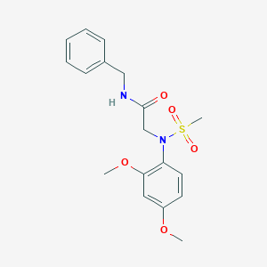 molecular formula C18H22N2O5S B411556 N-benzyl-2-[2,4-dimethoxy(methylsulfonyl)anilino]acetamide 