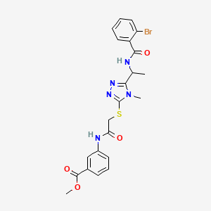 molecular formula C22H22BrN5O4S B4115565 methyl 3-({[(5-{1-[(2-bromobenzoyl)amino]ethyl}-4-methyl-4H-1,2,4-triazol-3-yl)thio]acetyl}amino)benzoate 