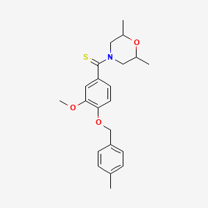 molecular formula C22H27NO3S B4115577 4-({3-methoxy-4-[(4-methylbenzyl)oxy]phenyl}carbonothioyl)-2,6-dimethylmorpholine 