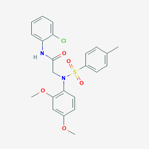 molecular formula C23H23ClN2O5S B411561 N-(2-chlorophenyl)-2-{2,4-dimethoxy[(4-methylphenyl)sulfonyl]anilino}acetamide 