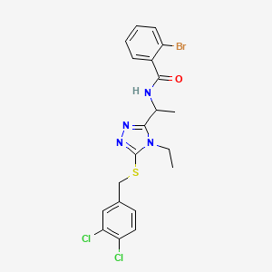 molecular formula C20H19BrCl2N4OS B4115631 2-bromo-N-(1-{5-[(3,4-dichlorobenzyl)thio]-4-ethyl-4H-1,2,4-triazol-3-yl}ethyl)benzamide 