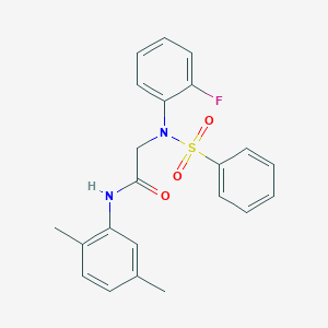 molecular formula C22H21FN2O3S B411564 N-(2,5-dimethylphenyl)-2-[2-fluoro(phenylsulfonyl)anilino]acetamide 