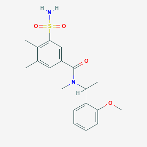 molecular formula C19H24N2O4S B4115641 3-(aminosulfonyl)-N-[1-(2-methoxyphenyl)ethyl]-N,4,5-trimethylbenzamide 