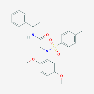molecular formula C25H28N2O5S B411565 2-{2,5-dimethoxy[(4-methylphenyl)sulfonyl]anilino}-N-(1-phenylethyl)acetamide 