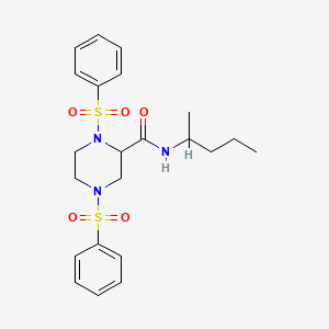 molecular formula C22H29N3O5S2 B4115673 N-(1-methylbutyl)-1,4-bis(phenylsulfonyl)-2-piperazinecarboxamide 