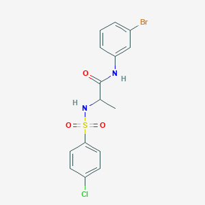 molecular formula C15H14BrClN2O3S B4115685 N~1~-(3-bromophenyl)-N~2~-[(4-chlorophenyl)sulfonyl]alaninamide 