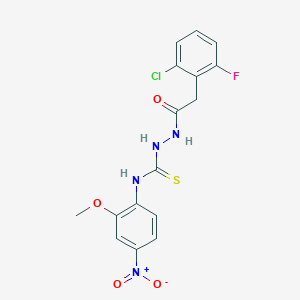 molecular formula C16H14ClFN4O4S B4115694 2-[(2-chloro-6-fluorophenyl)acetyl]-N-(2-methoxy-4-nitrophenyl)hydrazinecarbothioamide 