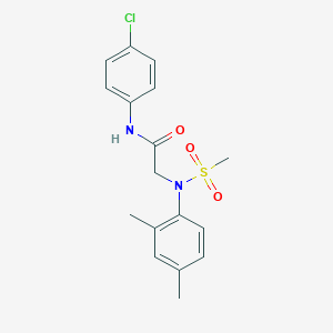 molecular formula C17H19ClN2O3S B411573 N-(4-chlorophenyl)-2-[2,4-dimethyl(methylsulfonyl)anilino]acetamide 