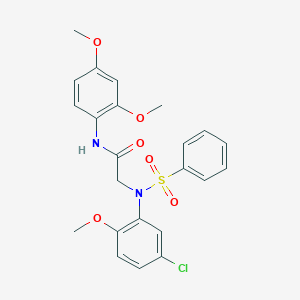 molecular formula C23H23ClN2O6S B411575 2-[5-chloro-2-methoxy(phenylsulfonyl)anilino]-N-(2,4-dimethoxyphenyl)acetamide 